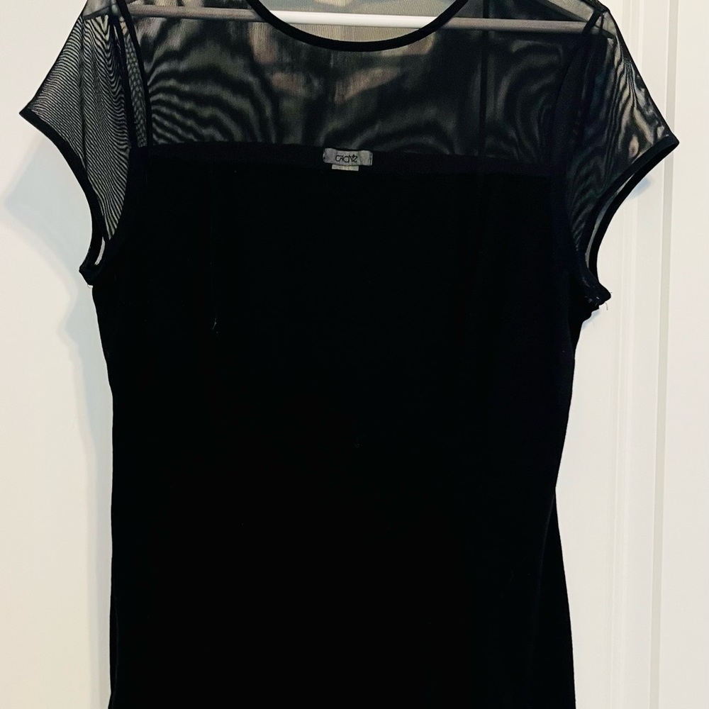 Cache Black Sheer Sleeve Blouse